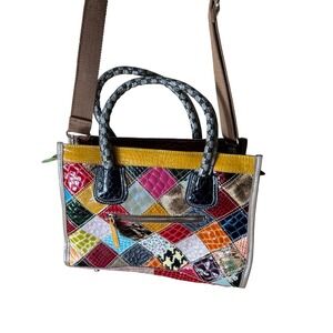 Patchwork‎ Genuine Leather Crossbody Satchel Bag Colorful Shoulder Purse